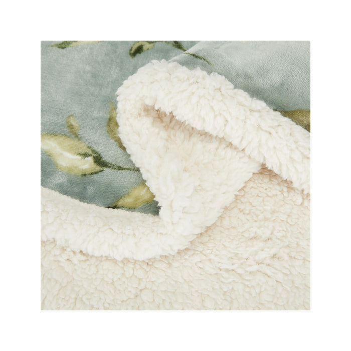 Manta Borreguito Flores Verde-Kasa-Home Story