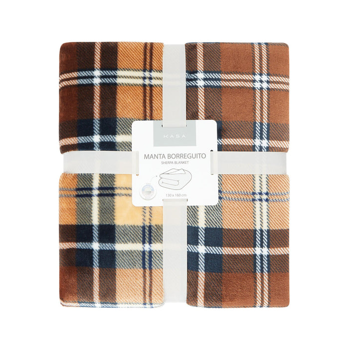 Manta Borreguito Xadrez Bege-Kasa-Home Story