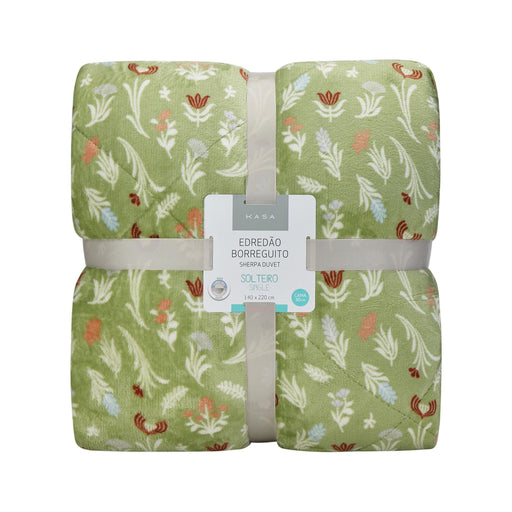 Edredão Coral Borreguito Verde Plantópia-Kasa-Home Story