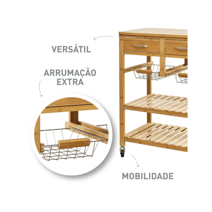 Carrinho de Apoio Cozinha Bambu-Kasa-Home Story
