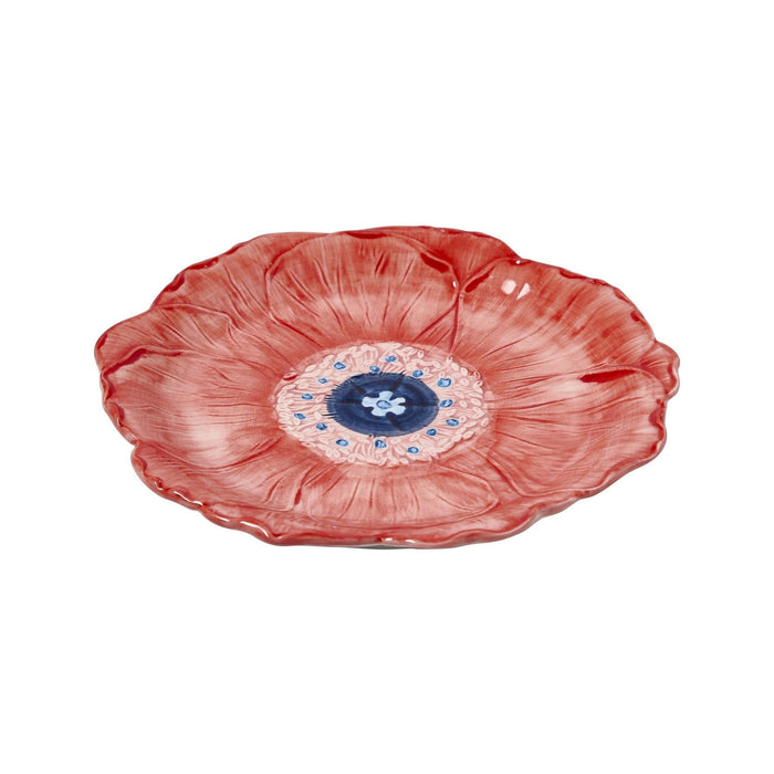 Prato Flor Vermelho com Centro Azul-Kasa-Home Story