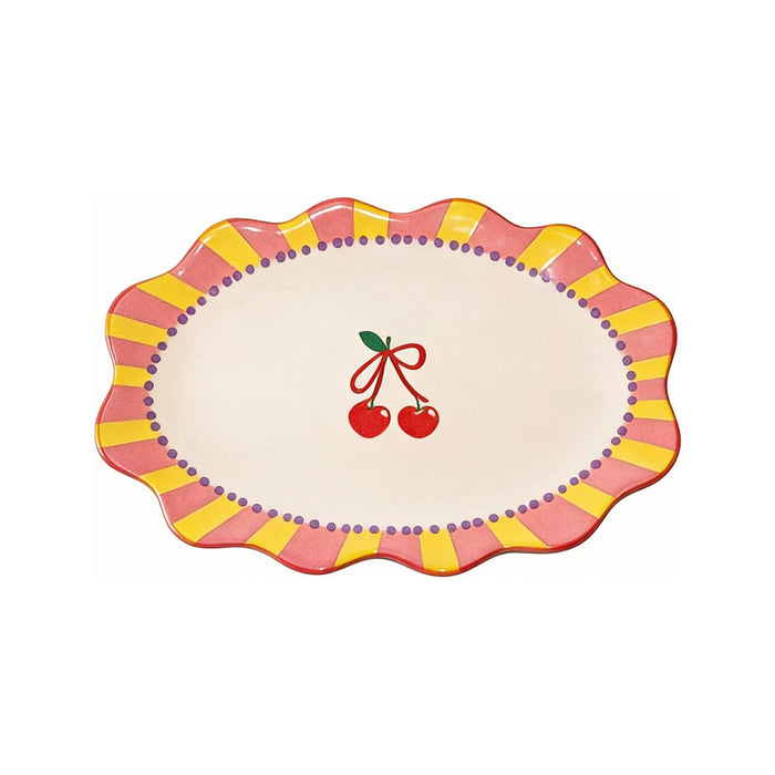 Prato Recortado Riscas com Cereja-Kasa-Home Story