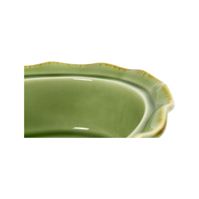 Assadeira Oval Verde Claro com Tampa Folhas-Kasa-Home Story