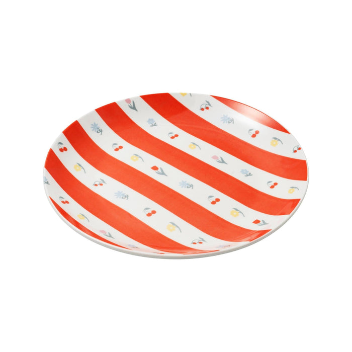 Prato 20,5cm Riscas Laranja com Flores-Kasa-Home Story