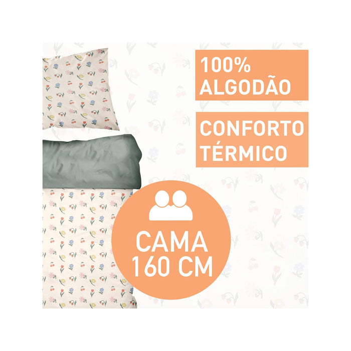 Conjunto Capa Edredão Algodão Flores-Kasa-Home Story