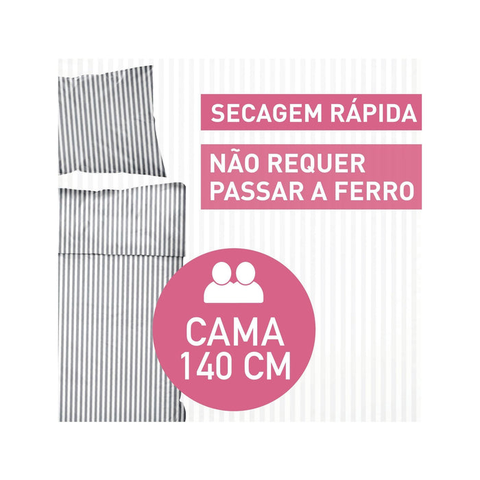Conjunto Capa Edredão Microfibra Riscas Cinza-Kasa-Home Story