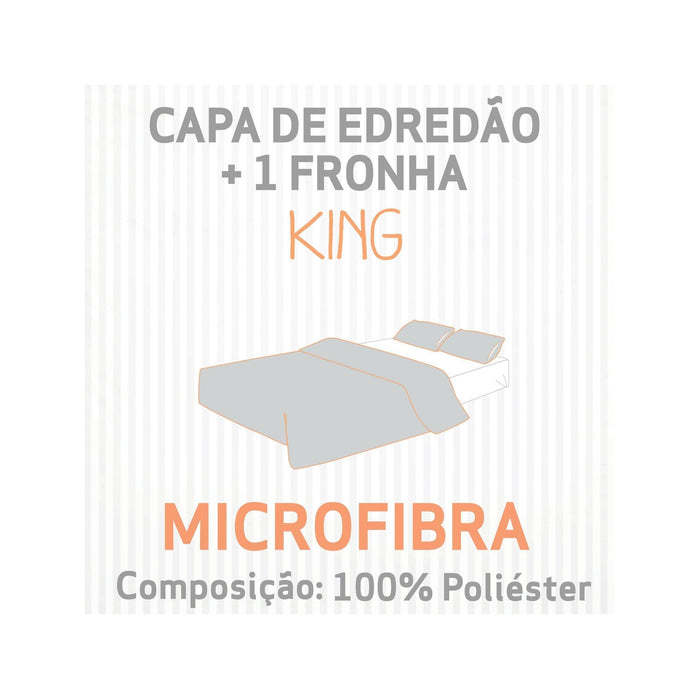 Conjunto Capa Edredão Microfibra Riscas Cinza-Kasa-Home Story
