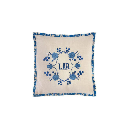 Almofada 45x45cm Bordada Lar Azul Cottage Kasa Home Story