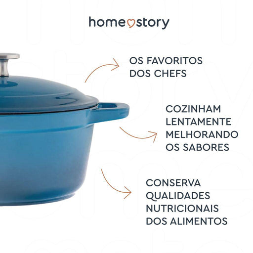 Caçarola Ferro Fundido Azul 2,6L Kasa Home Story