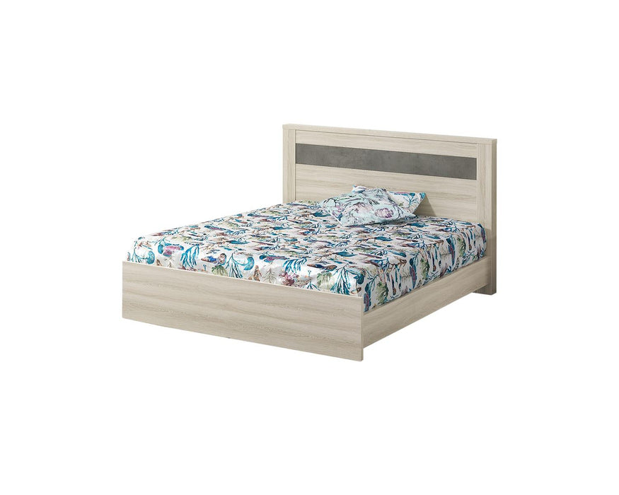 Cama Casal Simples com Estrado para Colchão 200x150 Melodia Oak Gris Exclusivo