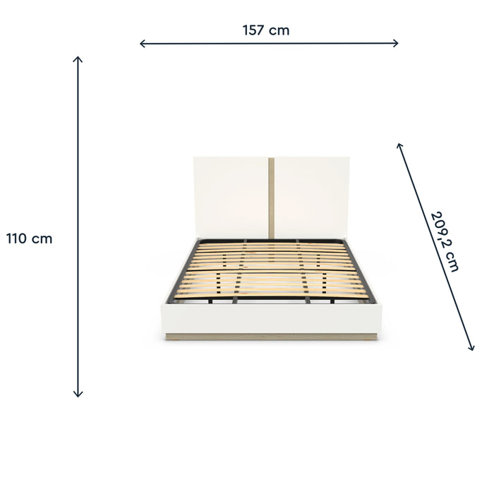 Cama Casal Simples com Estrado para Colchão 200x150 Trovador Branco Carvalho-Exclusivo-Home Story