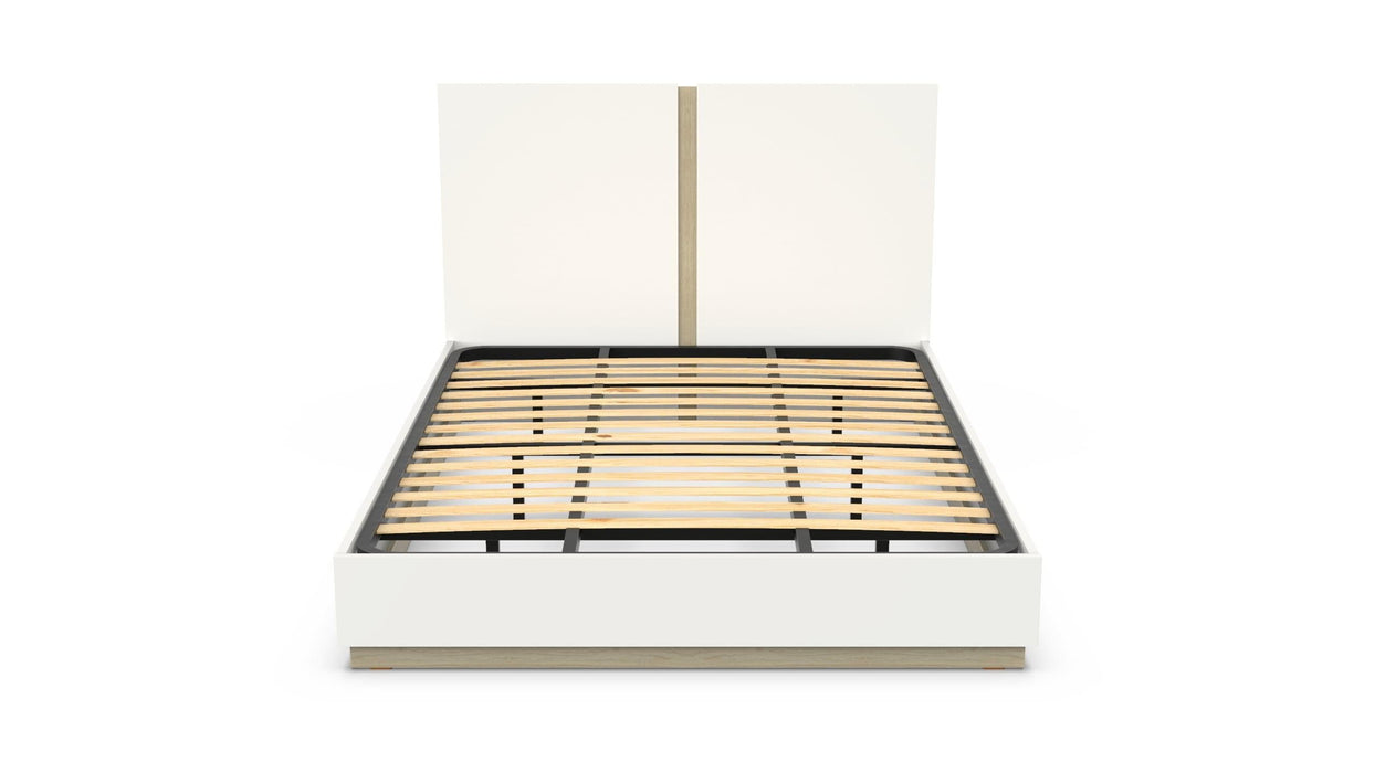 Cama Casal Simples com Estrado para Colchão 200x150 Trovador Branco Carvalho Exclusivo Home Story