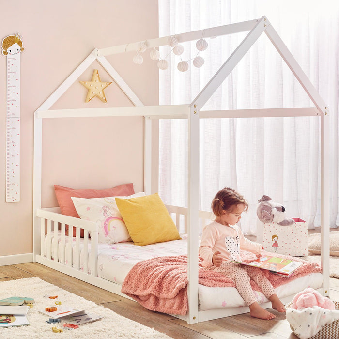 Cama Tenda Madeira Branca Montessori-Happy Bear-Home Story