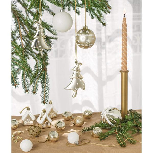 Conjunto 34 Ornamentos 24Cm Branco E Dourado-Kasa-Home Story