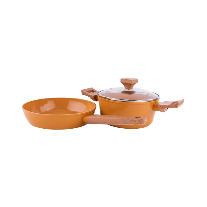 Conjunto Caçarola 20cm e Frigideira 24cm Amarela-Kasa-Home Story