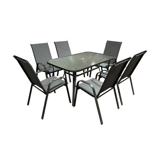 Conjunto Jardim Mesa E 6 Cadeiras Metal Kasa