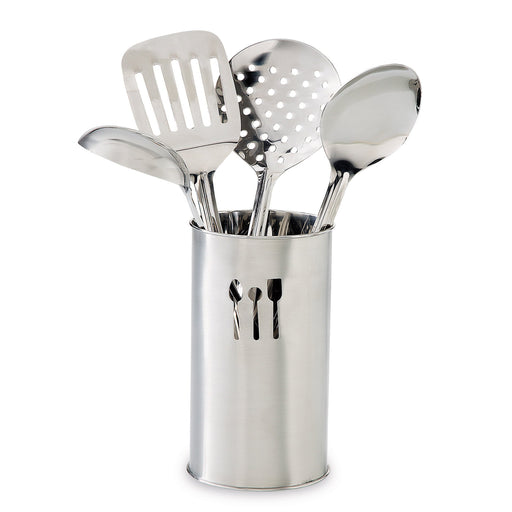 Conjunto Suporte E 4 Utensílios Cozinha Inox Groove Kasa Home Story