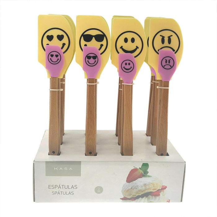 Espátulas Silicone Smile Rosa e Amarelo Kasa Home Story