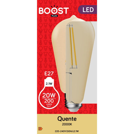 Lâmpada Led Pera Gold 21W 2200K E27 Boost Home Story