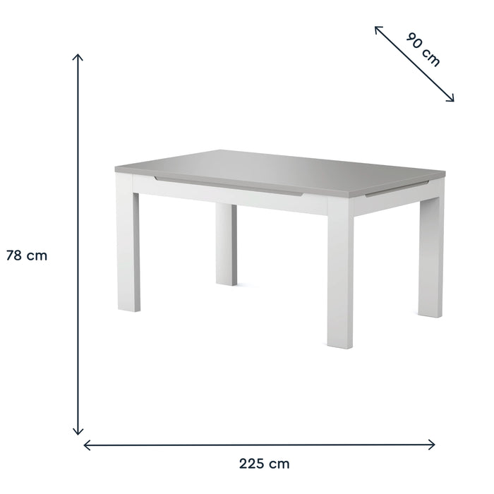 Mesa Sala Extensível com 1 Topo 1500/2200x900 Verso Cinza branco-Exclusivo-Home Story