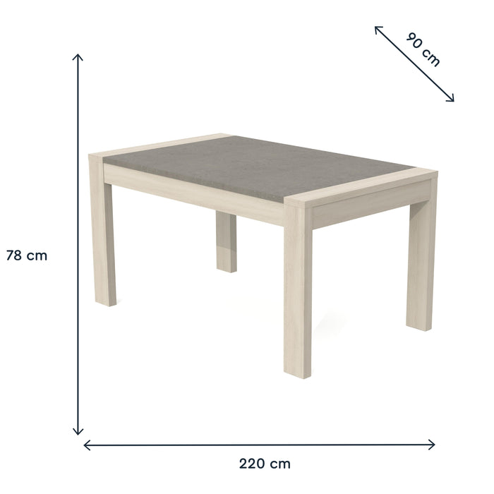 Mesa Sala Tampo Madeira Extensível com 1 Topo 1500/2300x900 Melodia Oak Gris-Exclusivo-Home Story