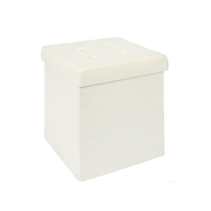 Puff Baú Dobrável Quadrado Branco Exclusivo