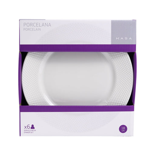 Serviço Mesa 18 Peças Embossed Branco-Kasa-Home Story