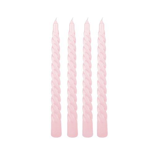 Conjunto 4 velas torcidas 2,3x24,5cm Rosa Manulena